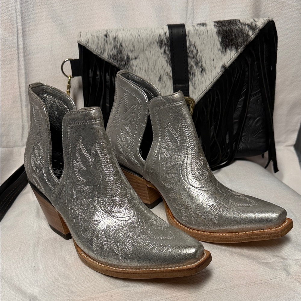 Silver Western Ariat Ankle Boots